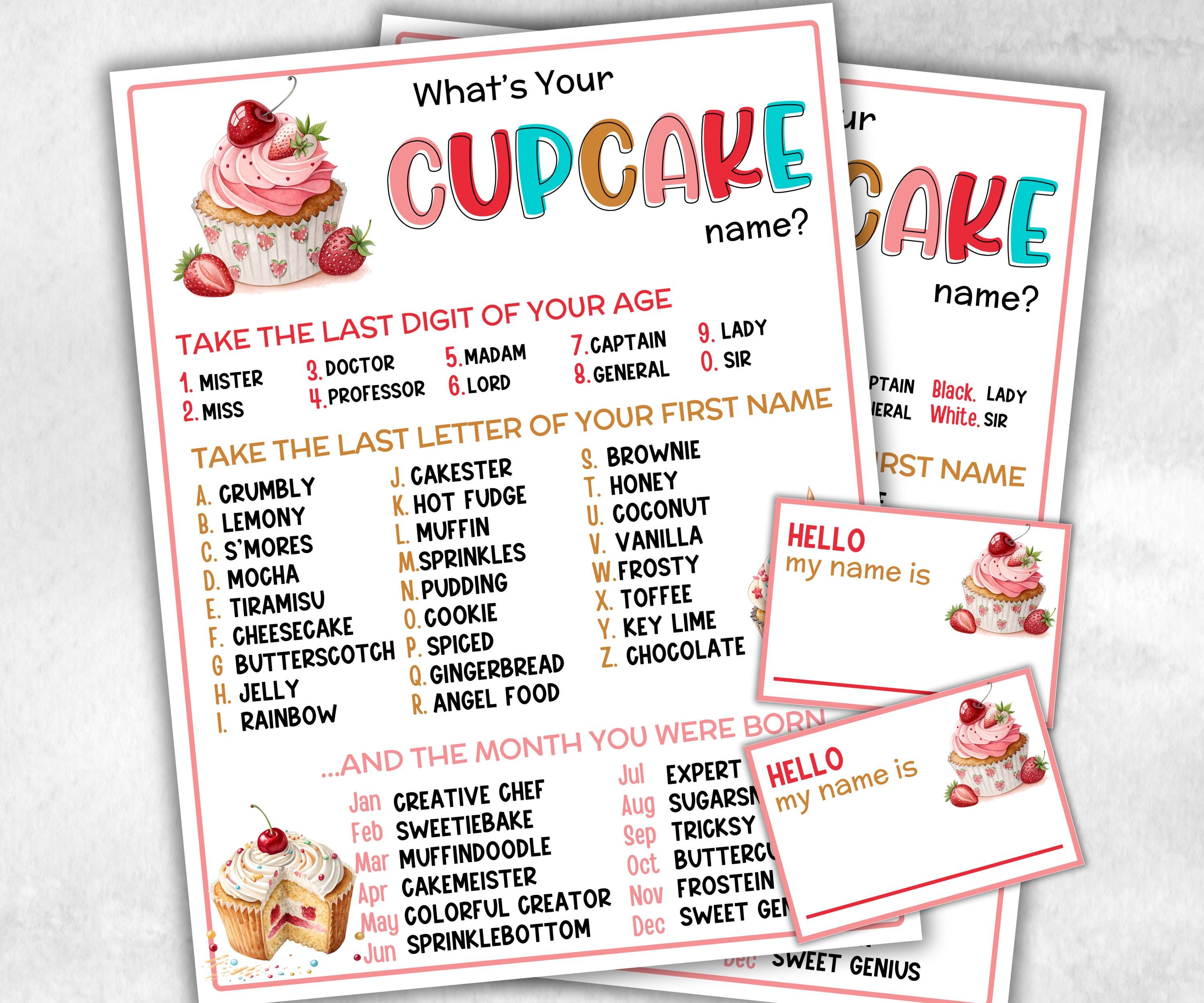 What is your Cupcake name printable game, office party, daycare, Name board sign, party decoration, Name tag, birthday nickname, summer fun-Holidays -TheHustlingCatLady-Stickers, Labels & Tags