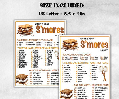 What is your S'mores name printable game, office party, daycare, Name board sign, party decoration, Name tag, birthday nickname, summer game-Holidays -TheHustlingCatLady-Stickers, Labels & Tags