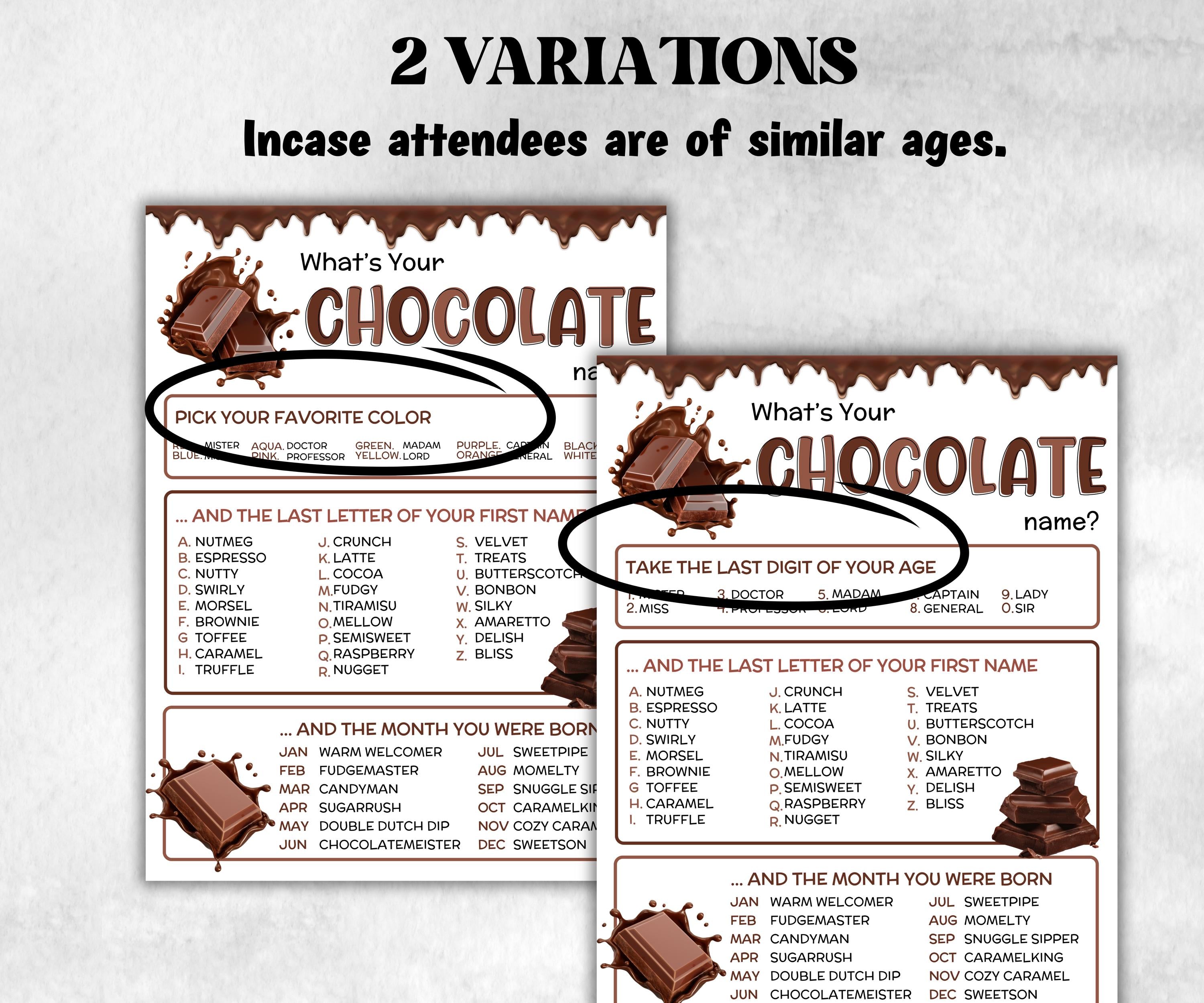 What is your Chocolate name printable game, office party, daycare, Name board sign, party decoration, Name tag, birthday nickname, summer-Holidays -TheHustlingCatLady-Stickers, Labels & Tags
