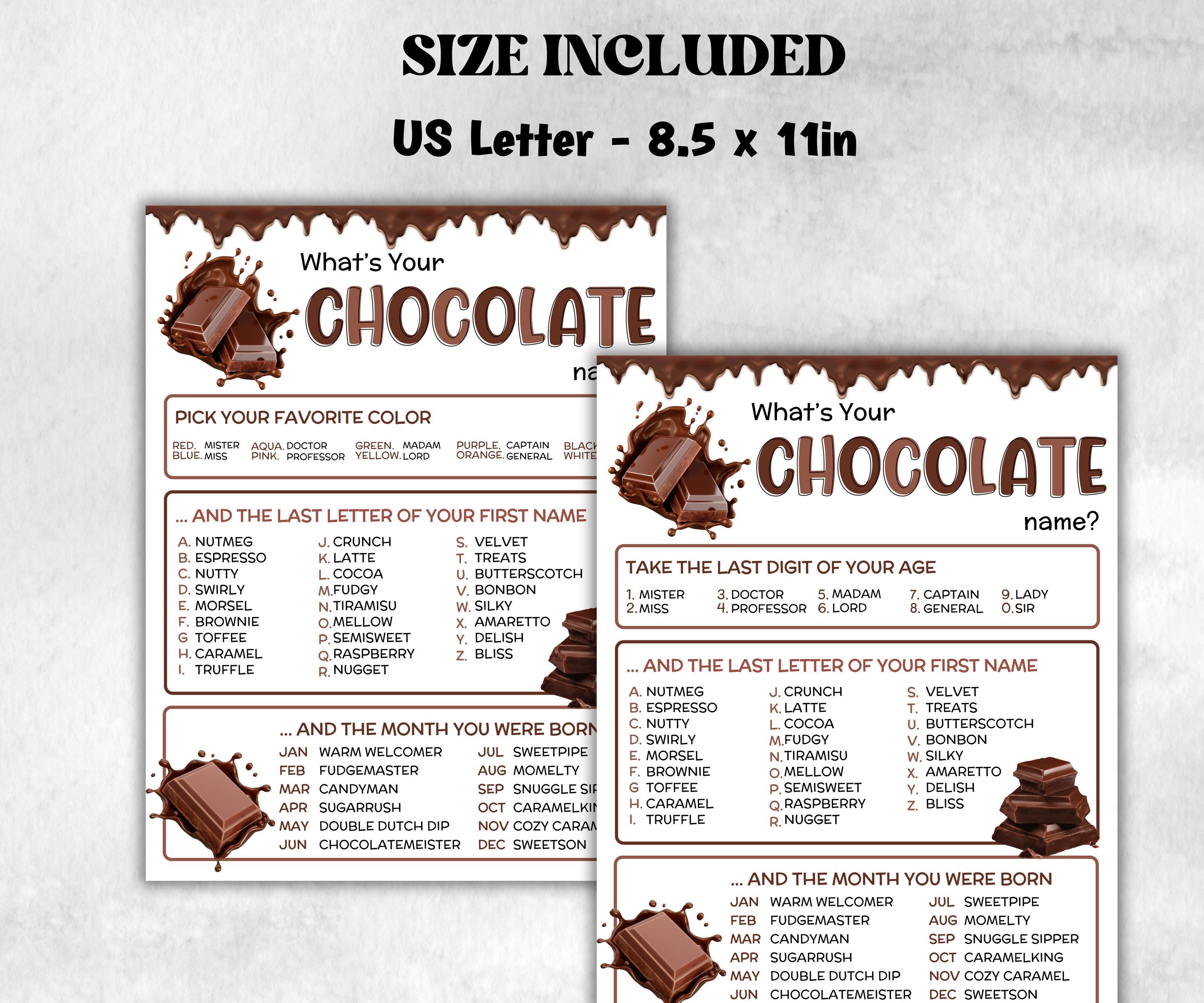 What is your Chocolate name printable game, office party, daycare, Name board sign, party decoration, Name tag, birthday nickname, summer-Holidays -TheHustlingCatLady-Stickers, Labels & Tags