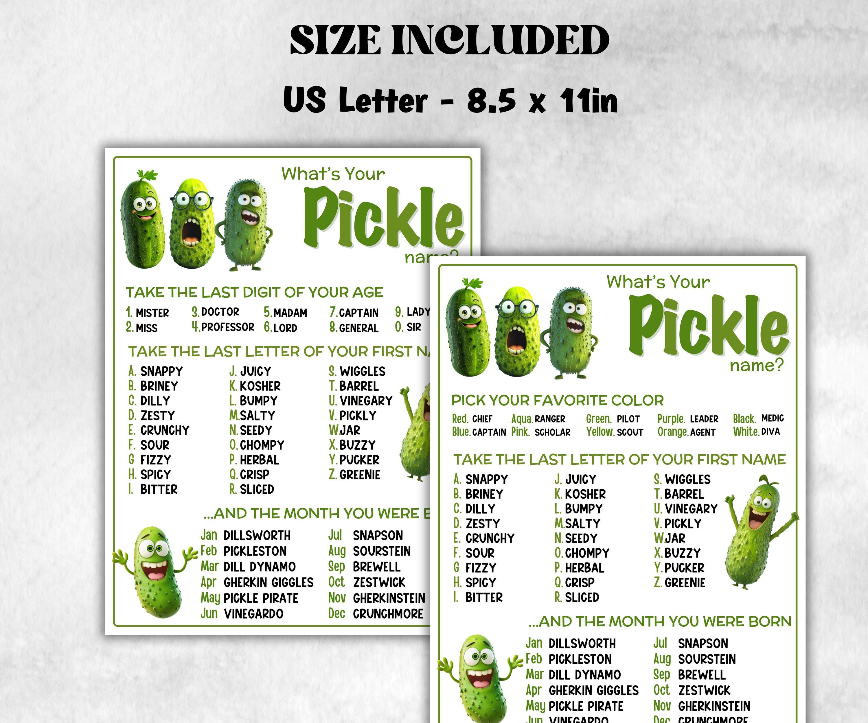 What is your Pickle name printable game, office party, daycare, Name board sign, party decoration, Name tag, birthday nickname, summer fun-Holidays -TheHustlingCatLady-Stickers, Labels & Tags