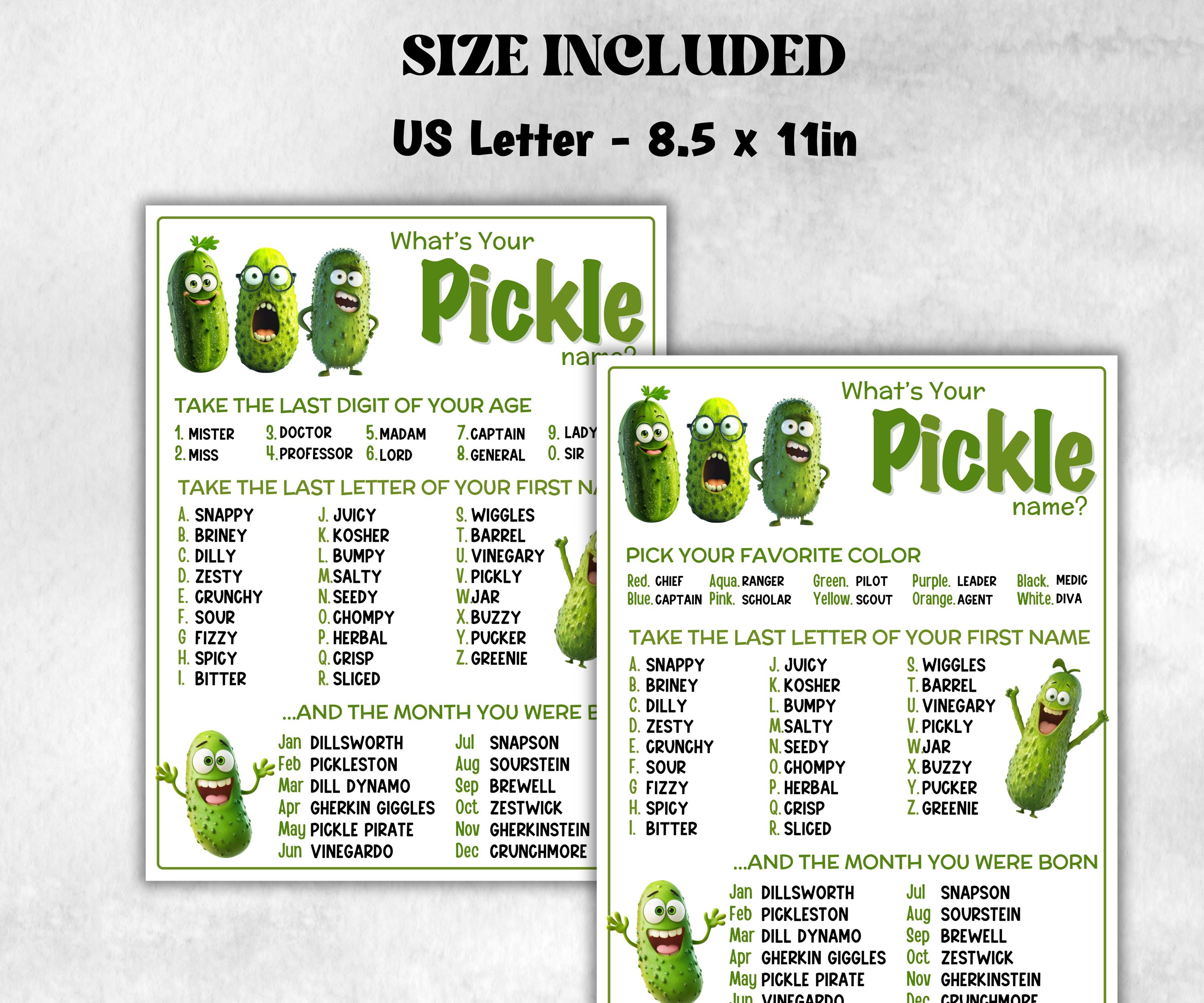 What is your Pickle name printable game, office party, daycare, Name board sign, party decoration, Name tag, birthday nickname, summer fun-Holidays -TheHustlingCatLady-Stickers, Labels & Tags