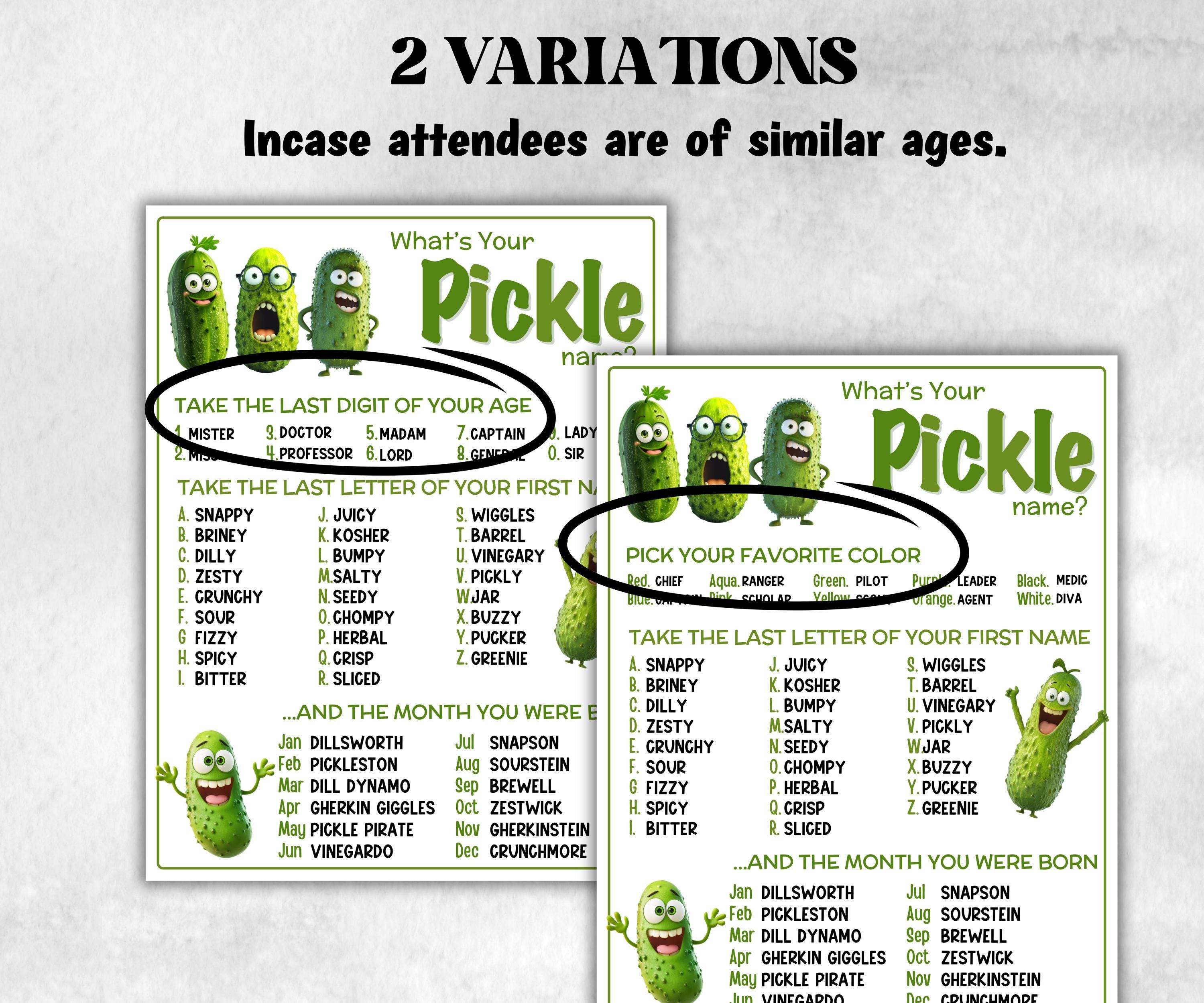 What is your Pickle name printable game, office party, daycare, Name board sign, party decoration, Name tag, birthday nickname, summer fun-Holidays -TheHustlingCatLady-Stickers, Labels & Tags