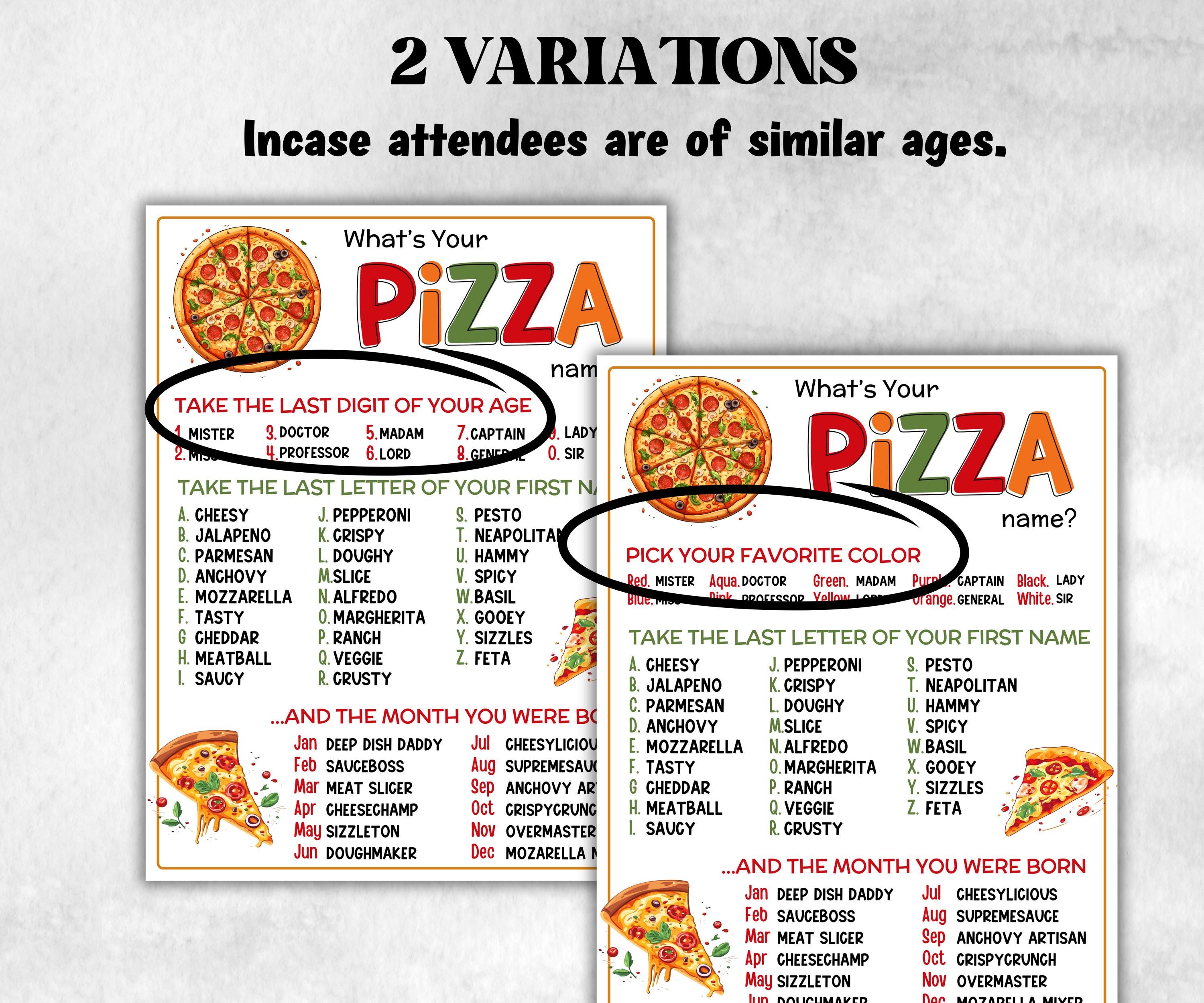 What is your Pizza name printable game, office party, daycare, Name board sign, party decoration, Name tag, birthday nickname, summer fun-Holidays -TheHustlingCatLady-Stickers, Labels & Tags