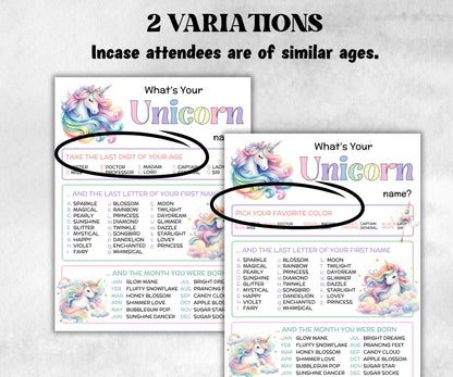 What is your Unicorn name printable game, office party, daycare Name board sign, party decoration, Name tag, birthday nickname, summer game-Holidays -TheHustlingCatLady-Party Games