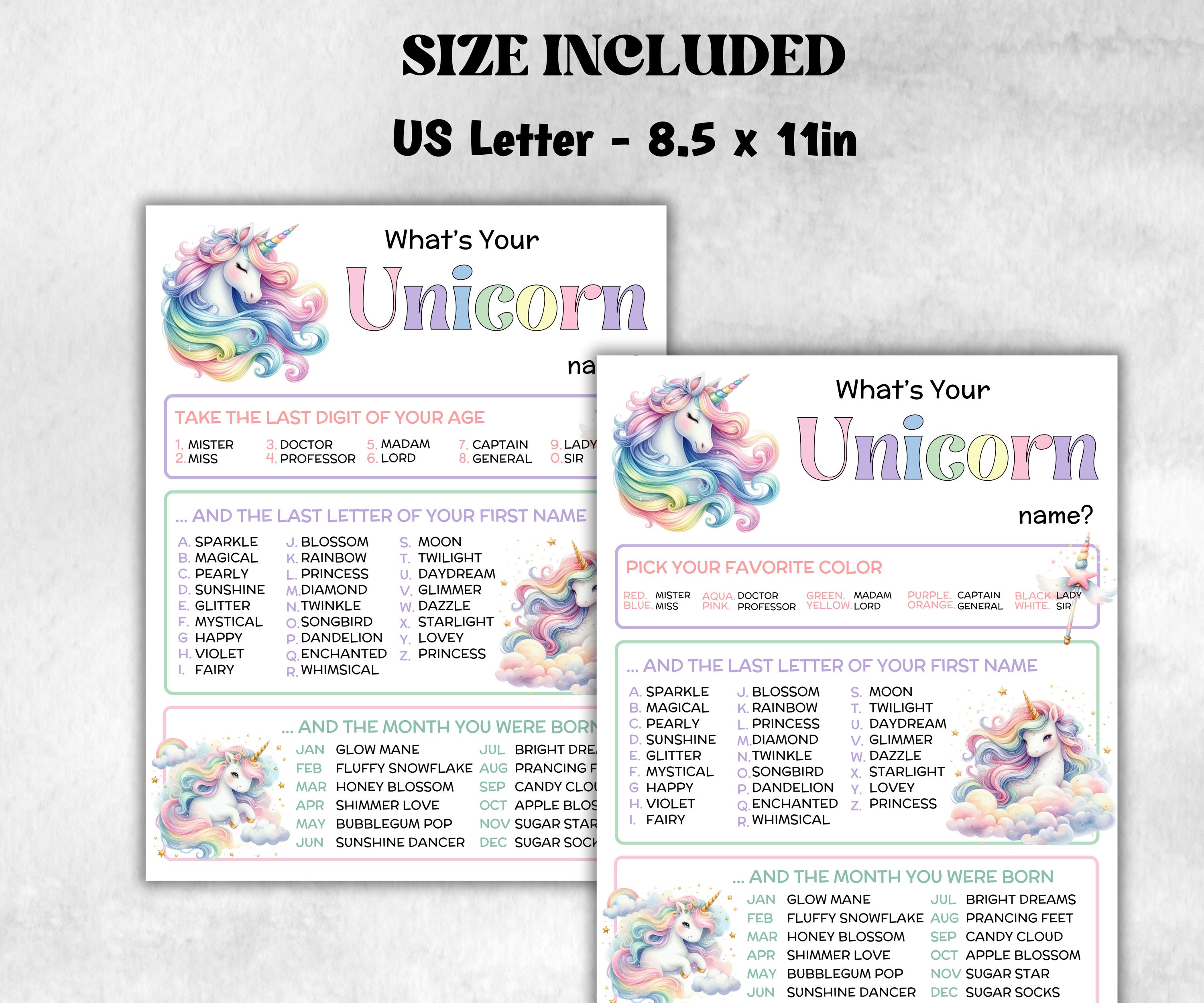 What is your Unicorn name printable game, office party, daycare Name board sign, party decoration, Name tag, birthday nickname, summer game-Holidays -TheHustlingCatLady-Party Games