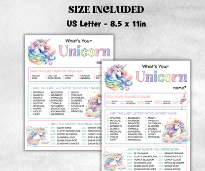 What is your Unicorn name printable game, office party, daycare Name board sign, party decoration, Name tag, birthday nickname, summer game-Holidays -TheHustlingCatLady-Party Games