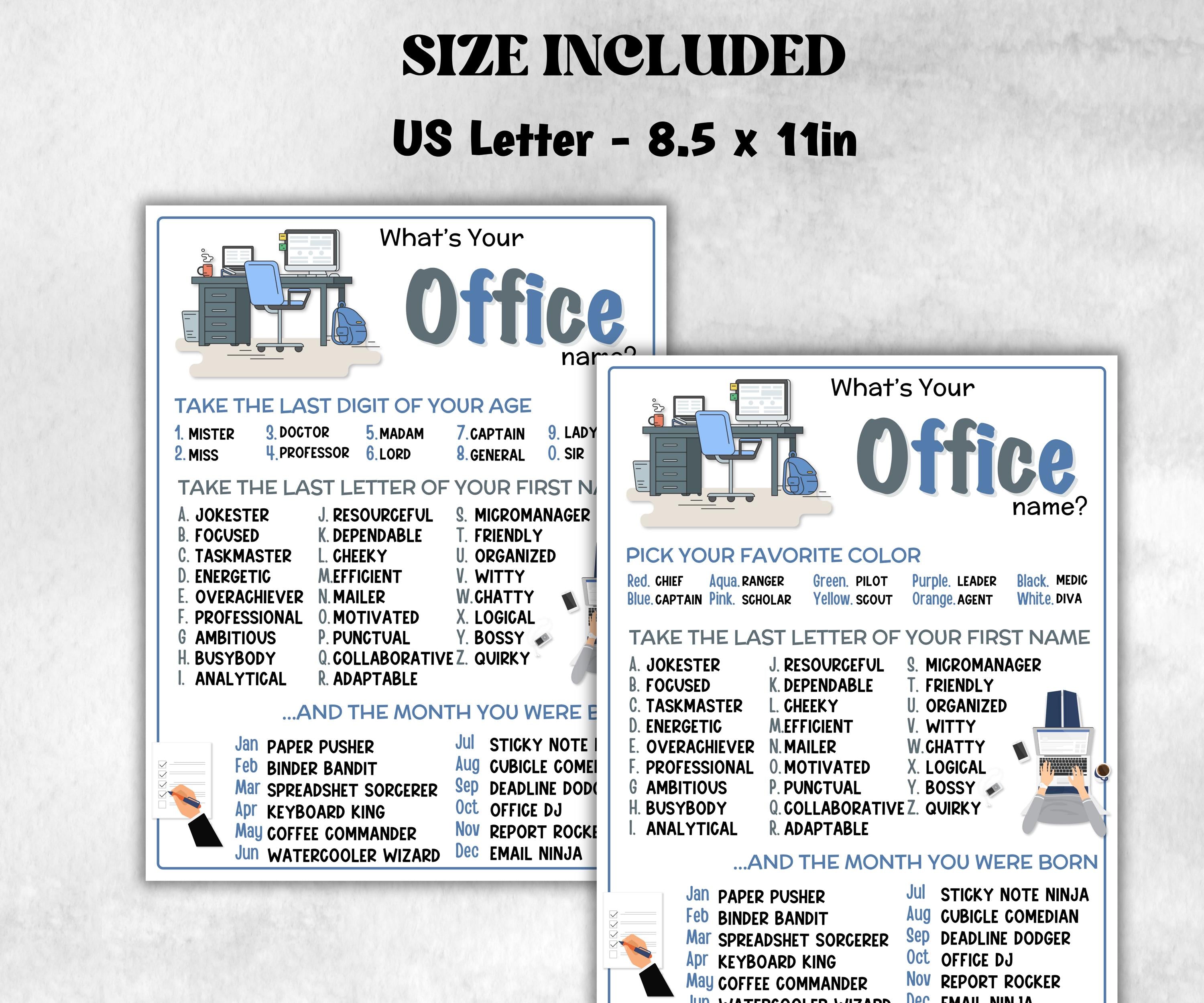 What is your Office name printable game, office party, daycare Name board sign, party decoration, Name tag, birthday nickname, team building-Holidays -TheHustlingCatLady-Party Games