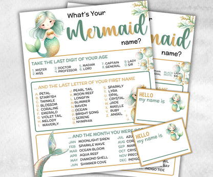 What is your Mermaid name printable game, office party, daycare Name board sign, party decoration, Name tag, birthday nickname, summer beach-Holidays -TheHustlingCatLady-Party Games