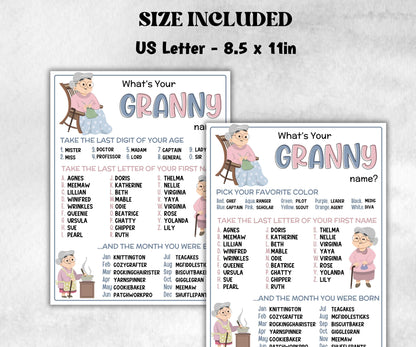 What is your Granny name printable game, office party, daycare Name board sign, party decoration, Name tag, birthday nickname, summer games-Holidays -TheHustlingCatLady-Party Games
