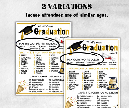 What is your Graduation name printable game, office party, daycare Name board sign, party decoration, Name tag, birthday nickname, Class of-Holidays -TheHustlingCatLady-Party Games