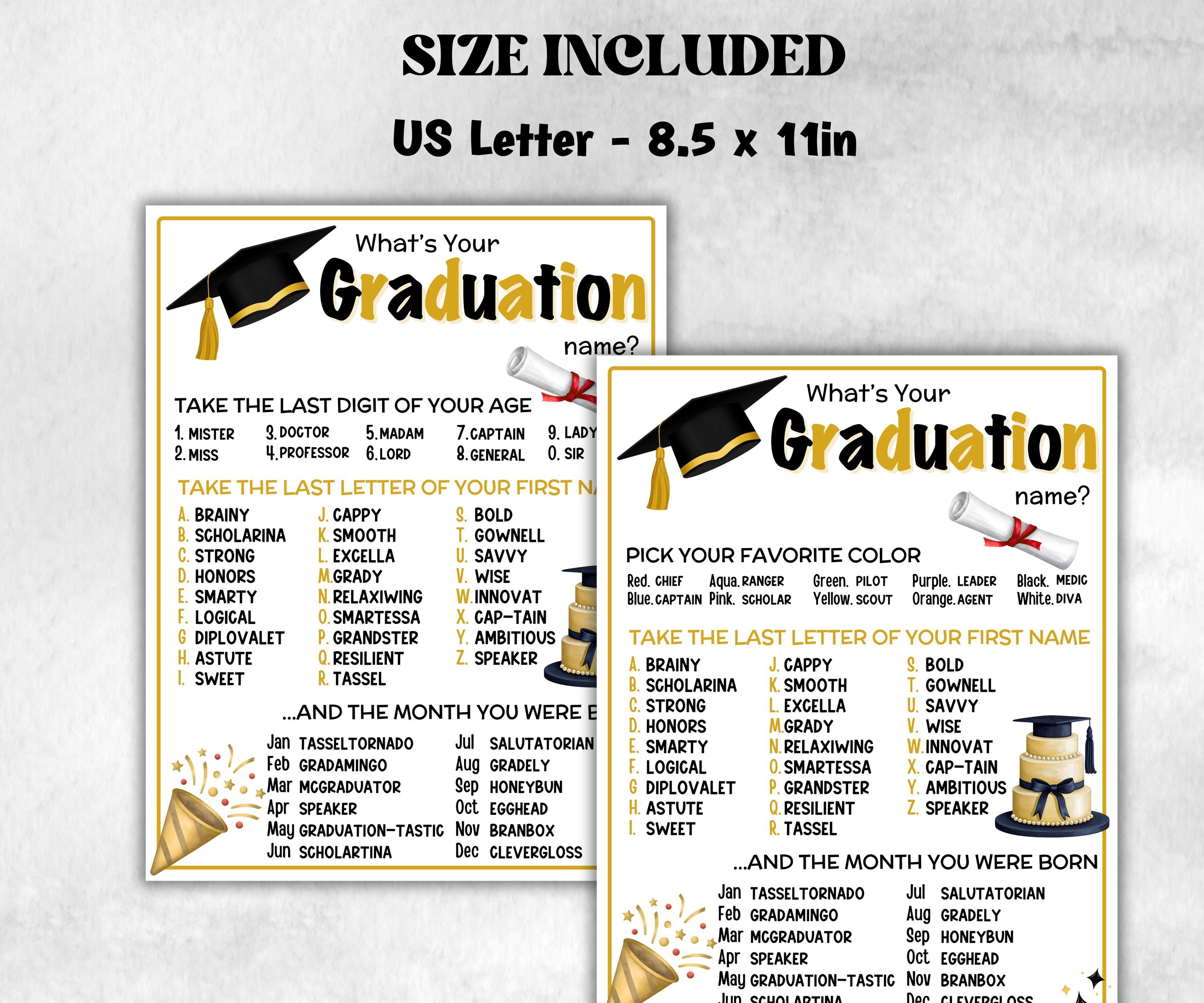 What is your Graduation name printable game, office party, daycare Name board sign, party decoration, Name tag, birthday nickname, Class of-Holidays -TheHustlingCatLady-Party Games
