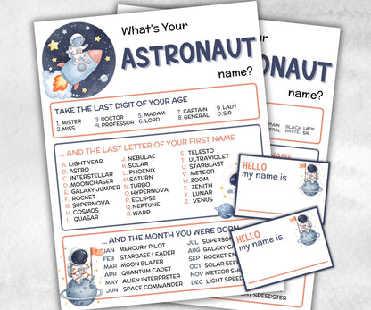 What is your Astronaut name printable game, office party, daycare Name board sign, party decoration, Name tag, birthday nickname, summer fun-Holidays -TheHustlingCatLady-Party Games