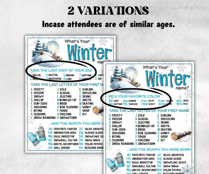 What is your Winter name game, office party, daycare Name board sign, party decoration, Name tag, birthday nickname, Winter fun Indoor games-Holidays -TheHustlingCatLady-Party Games