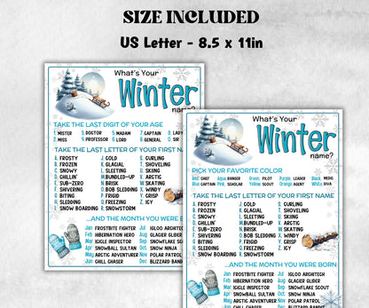 What is your Winter name game, office party, daycare Name board sign, party decoration, Name tag, birthday nickname, Winter fun Indoor games-Holidays -TheHustlingCatLady-Party Games