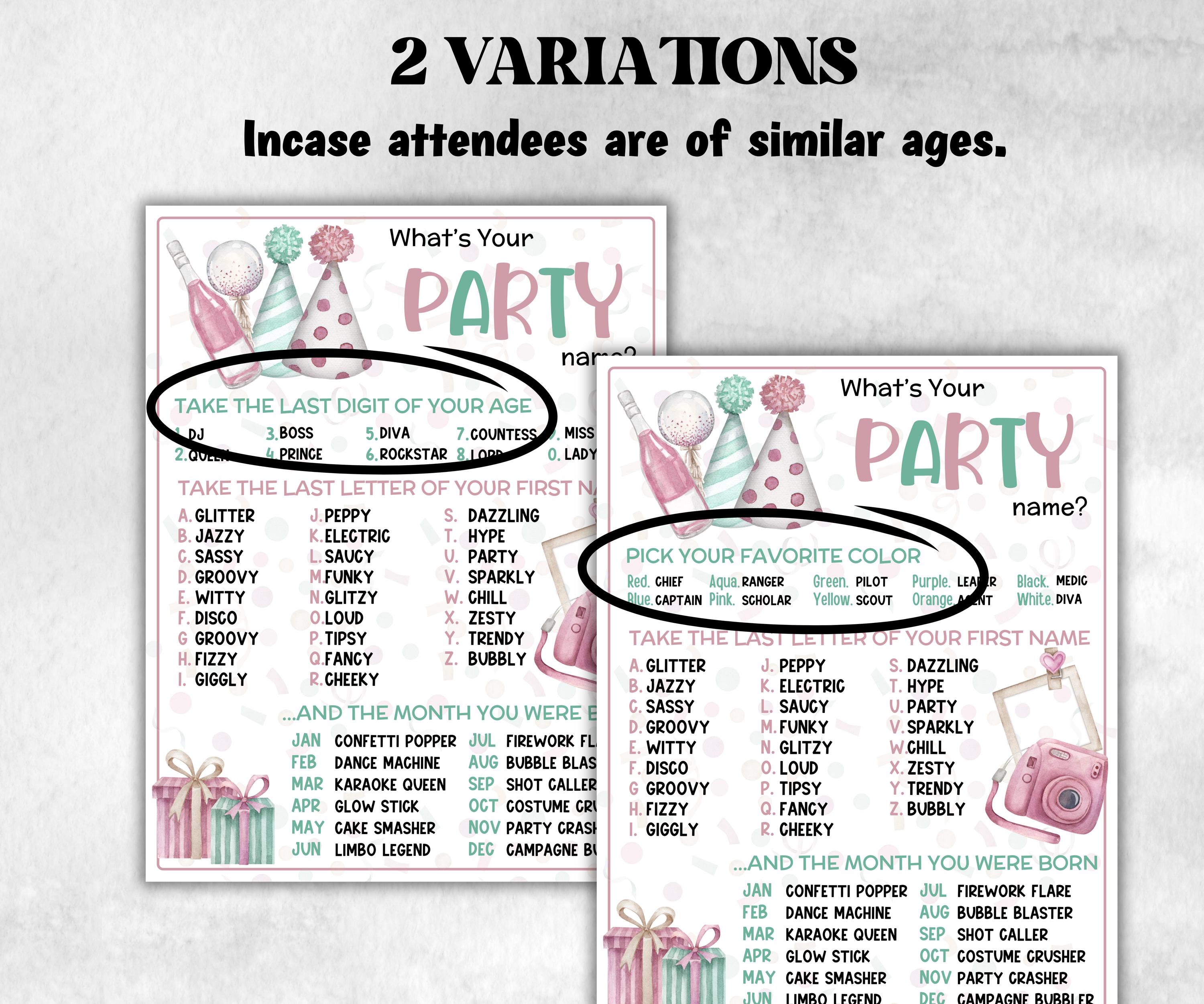 What is your Party name game, office party, daycare Name board sign, party decoration, Name tag, birthday nickname, Birthday New Year Party-Holidays -TheHustlingCatLady-Party Games