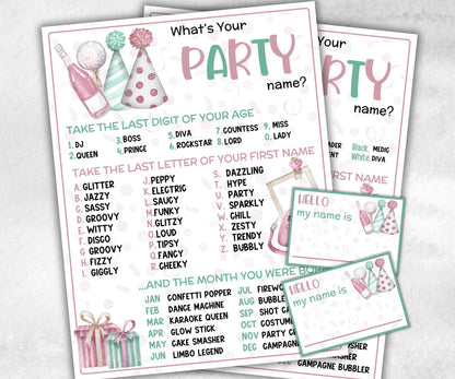 What is your Party name game, office party, daycare Name board sign, party decoration, Name tag, birthday nickname, Birthday New Year Party-Holidays -TheHustlingCatLady-Party Games