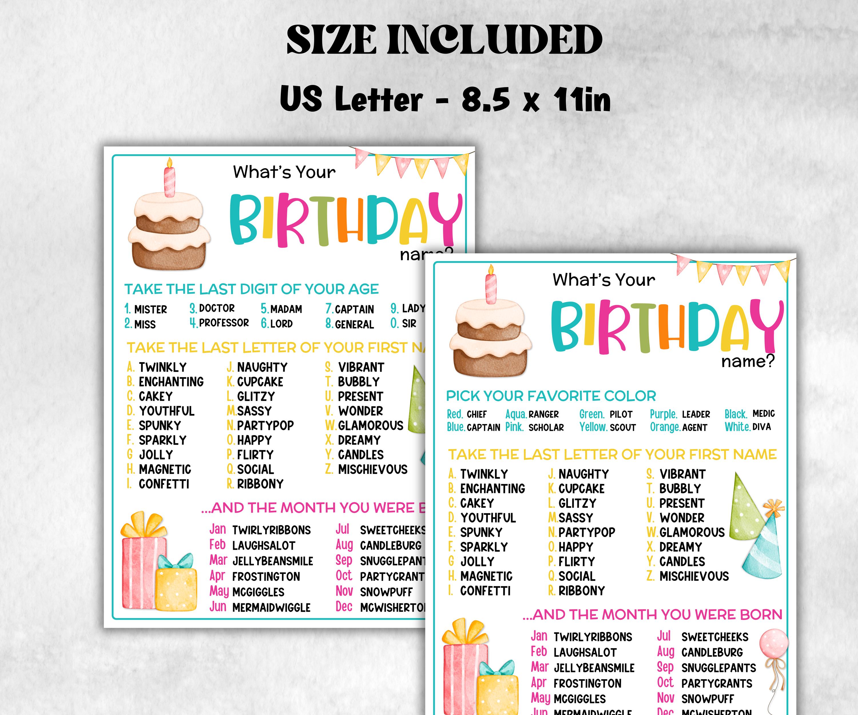 What is your Birthday name game, office party, daycare Name board sign, party decoration, Name tag, birthday nickname, Summer kids Birthday-Holidays -TheHustlingCatLady-Party Games