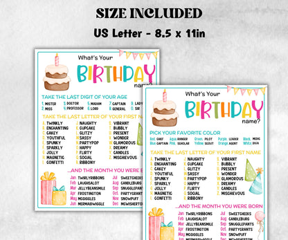 What is your Birthday name game, office party, daycare Name board sign, party decoration, Name tag, birthday nickname, Summer kids Birthday-Holidays -TheHustlingCatLady-Party Games