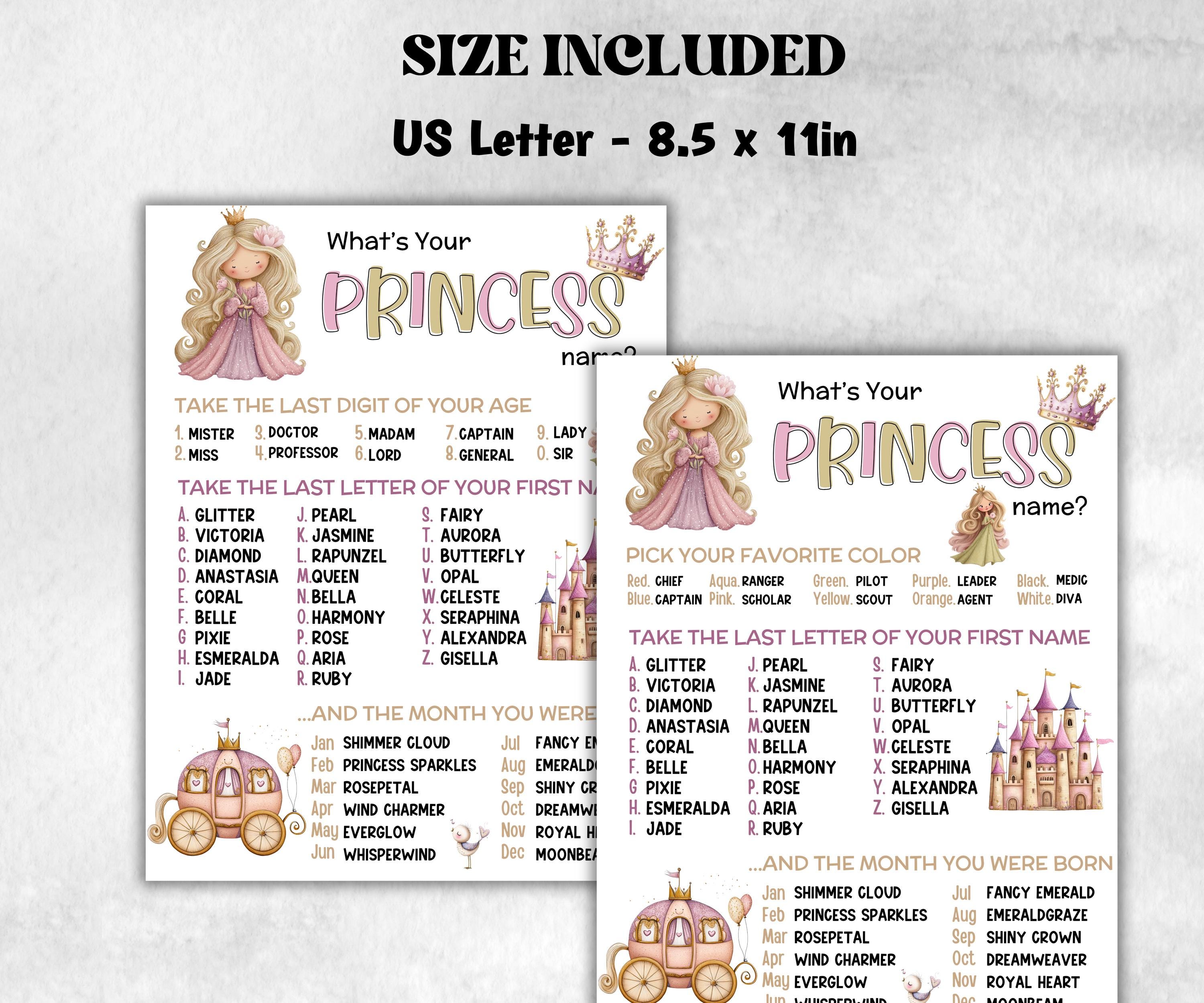 What is your Princess game, office party, daycare Name board sign, party decoration, Name tag, birthday nickname, Summer dreamy princess-Holidays -TheHustlingCatLady-Party Games