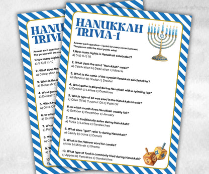 Hanukkah Trivia Game, Fun Family Activities, Holiday Quiz, Festive Party Supplies, Holiday Quiz, Trivia Challenge, Holiday Fun, Festive-Sports Printables -TheHustlingCatLady-Party Games