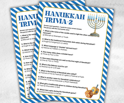 Hanukkah Trivia Challenge, Fun Family Activities, Holiday Quiz, Festive Party Supplies, Holiday Quiz, Trivia Party Fun, Holiday Fun, Festive-Sports Printables -TheHustlingCatLady-Party Games
