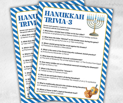 Hanukkah Holiday Trivia Game, Fun Family Activities, Holiday Quiz, Festive Party Supplies, Trivia Challenge Quiz, Holiday Fun, Festive-Sports Printables -TheHustlingCatLady-Party Games