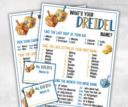 Whats your dreidel name, Chanukah creative printable, engaging Menorah game, party fun, personalized Hanukkah game, unique party activity-Sports Printables -TheHustlingCatLady-Party Games