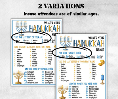 Whats Your Hanukkah Name, Personalized Holiday Fun game, Unique Gifts, Name Generator, Festive Decor, creative printable, unique party game-Sports Printables -TheHustlingCatLady-Party Games