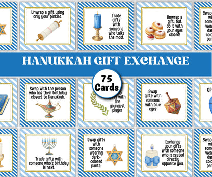 Hanukkah Gift exchange cards, Unique Holiday Celebration, Family Fun, Group Gift Game, Present Exchange, Church Gift Swap, Gift Exchange-Sports Printables -TheHustlingCatLady-Party Games
