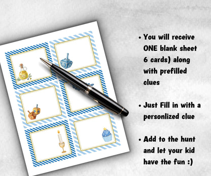 Kids Hanukkah Indoor Scavenger Hunt, Treasure Scavenger Rhyming Clues, Hanukkah Printable Activity, Jewish Holiday Game, Holiday Kids Game-Sports Printables -TheHustlingCatLady-Party Games