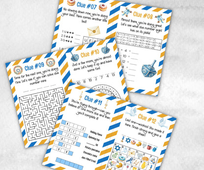 Kids Hanukkah Indoor Treasure Hunt, Treasure Scavenger Clues, Chanukah Printable Activity, Jewish Holiday Game, Holiday Kids Game fun ideas-Sports Printables -TheHustlingCatLady-Party Games