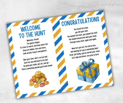 Teen Hanukkah Indoor Treasure Hunt, Treasure Scavenger Clues, Chanukah Printable Activity, Jewish Holiday Game, Holiday Kids Game fun ideas-Sports Printables -TheHustlingCatLady-Party Games