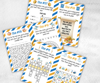 Teen Hanukkah Indoor Treasure Hunt, Treasure Scavenger Clues, Chanukah Printable Activity, Jewish Holiday Game, Holiday Kids Game fun ideas-Sports Printables -TheHustlingCatLady-Party Games