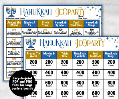 Hanukkah Holiday Jeoparty Trivia Game, Fun Family Activity, Holiday Quiz, Holiday Party Challenge, Holiday, Festive Quiz, Group word Game-Sports Printables -TheHustlingCatLady-Party Games