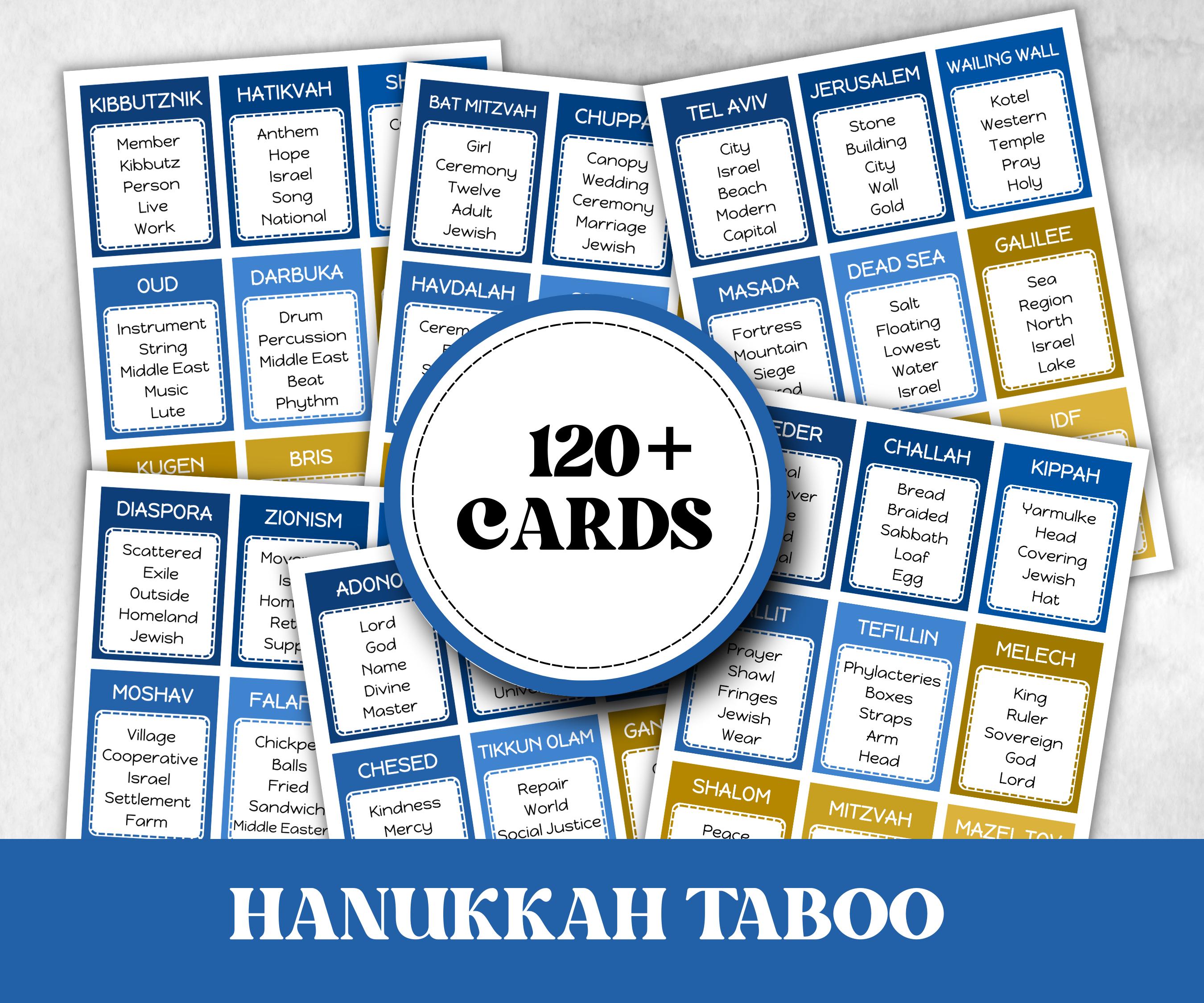 Hanukkah Taboo, Don't Say, Forbidden Words, Hanukkah Printable, Classroom Group Game, Jewish Forbidden Words, fishbowl game, Family Chanukah-Sports Printables -TheHustlingCatLady-Party Games