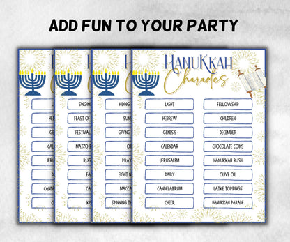 Hanukkah printable Charades, Hanukkah Activity, Acting Game, Jewish Games Night, Classroom Group Game, Jewish Family Chanukah fishbowl game-Sports Printables -TheHustlingCatLady-Party Games