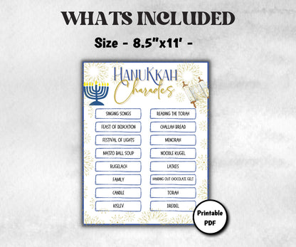 Hanukkah printable Charades, Hanukkah Activity, Acting Game, Jewish Games Night, Classroom Group Game, Jewish Family Chanukah fishbowl game-Sports Printables -TheHustlingCatLady-Party Games