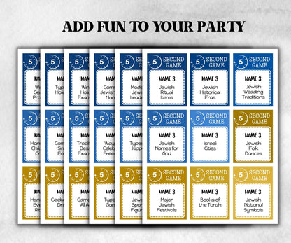 Hanukkah printable 5 second game, Hanukkah Activity, Jewish Games Night, Classroom Group Game, Jewish Family Chanukah Holiday Game, 5 Second-Sports Printables -TheHustlingCatLady-Party Games