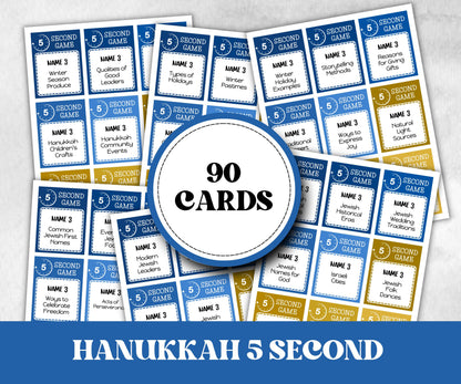 Hanukkah printable 5 second game, Hanukkah Activity, Jewish Games Night, Classroom Group Game, Jewish Family Chanukah Holiday Game, 5 Second-Sports Printables -TheHustlingCatLady-Party Games