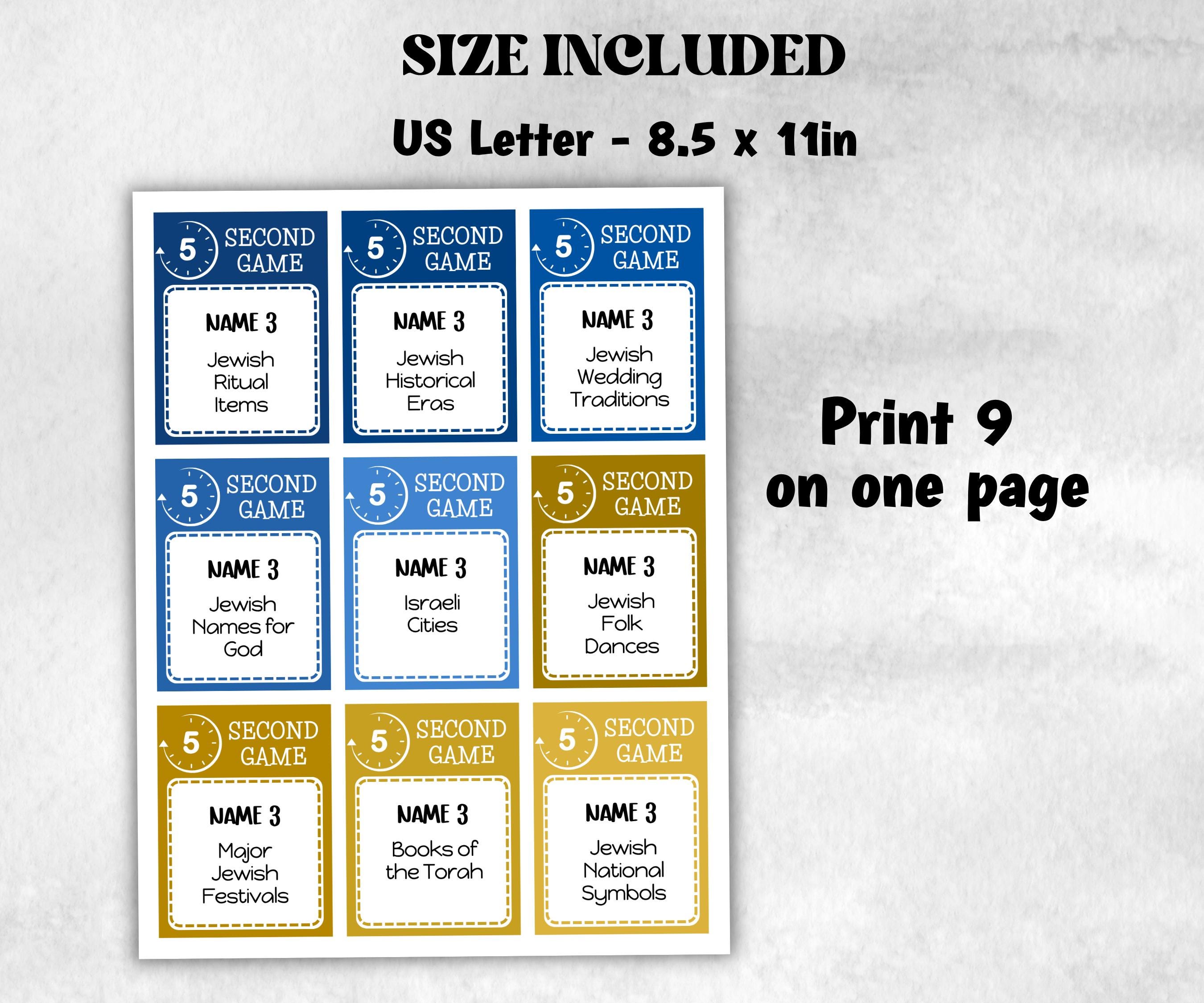 Hanukkah printable 5 second game, Hanukkah Activity, Jewish Games Night, Classroom Group Game, Jewish Family Chanukah Holiday Game, 5 Second-Sports Printables -TheHustlingCatLady-Party Games