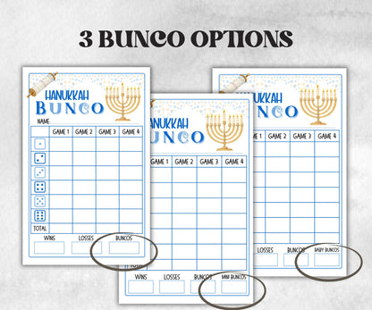 Bunco Night, Printable Hanukkah Bunco Score Sheet, Hanukkah Bunco Invitation, Bunco Game, Tally Sheet, bunco score cards, jewish bunco night-Sports Printables -TheHustlingCatLady-Party Games