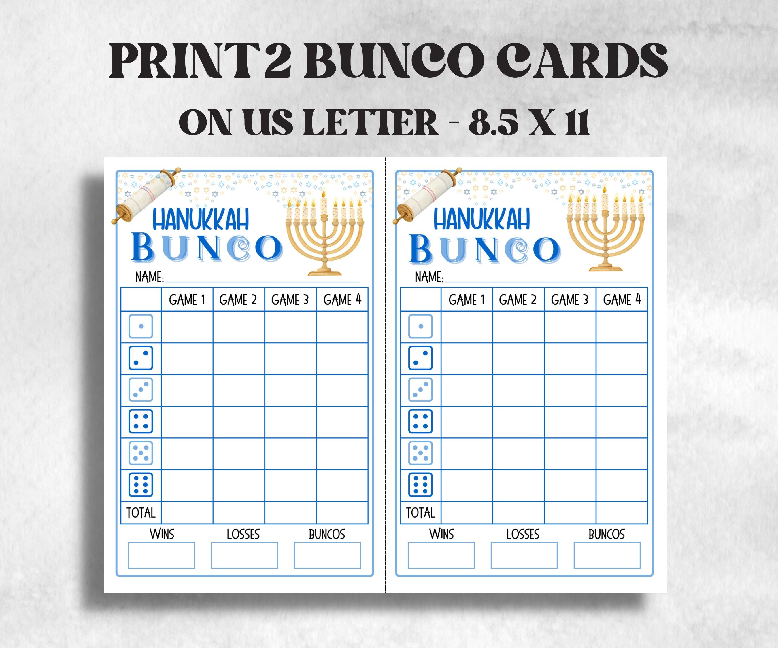 Bunco Night, Printable Hanukkah Bunco Score Sheet, Hanukkah Bunco Invitation, Bunco Game, Tally Sheet, bunco score cards, jewish bunco night-Sports Printables -TheHustlingCatLady-Party Games