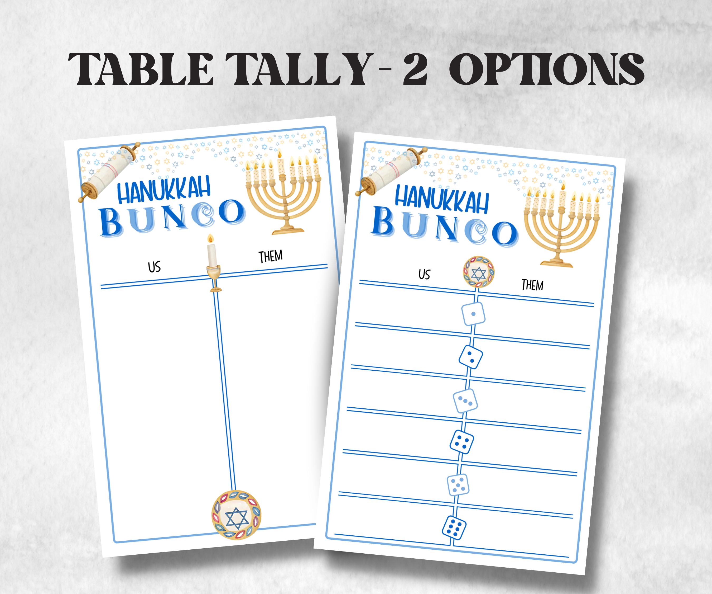 Bunco Night, Printable Hanukkah Bunco Score Sheet, Hanukkah Bunco Invitation, Bunco Game, Tally Sheet, bunco score cards, jewish bunco night-Sports Printables -TheHustlingCatLady-Party Games