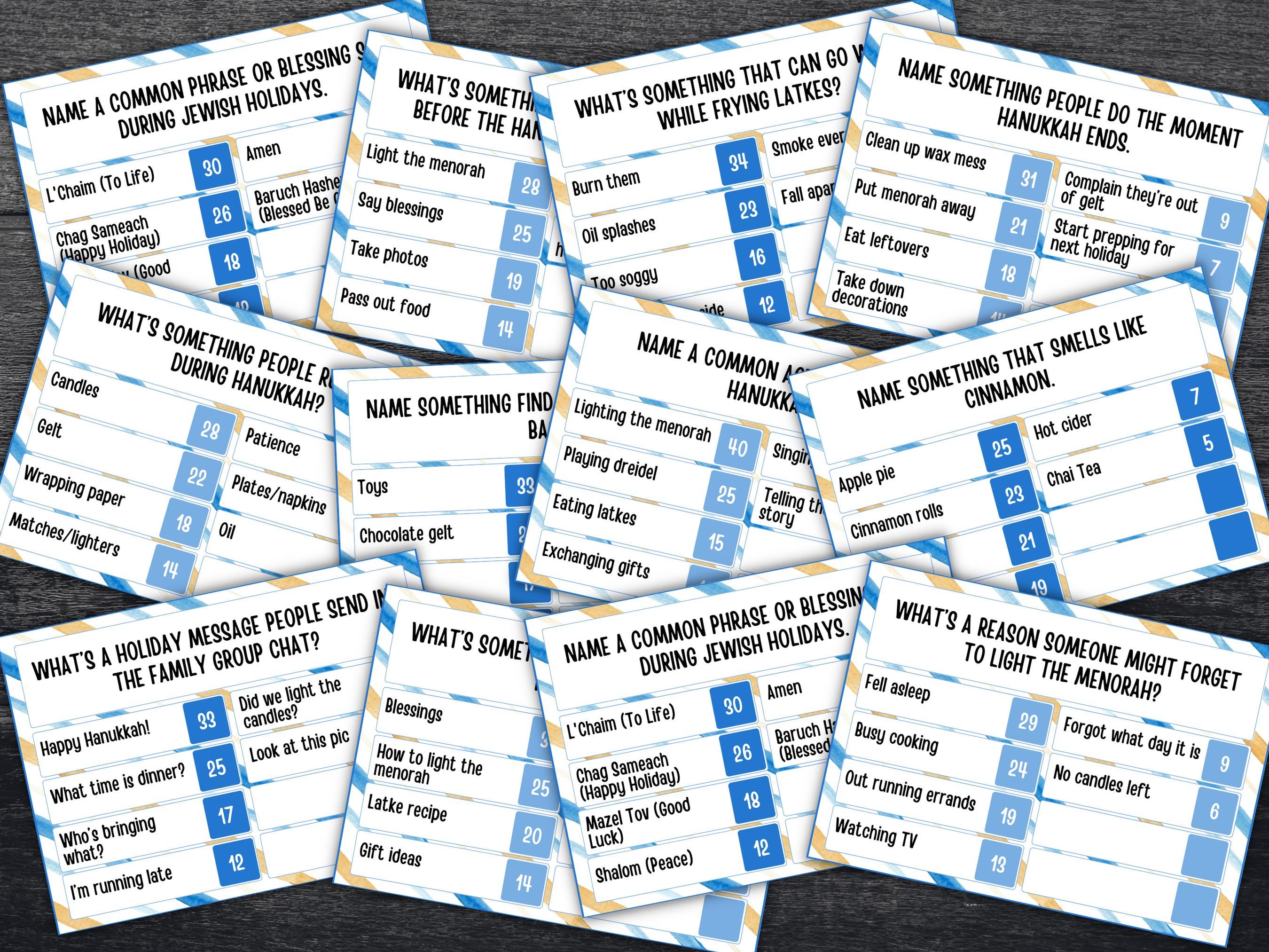 Hanukkah Family Friendly Feud game, Hanukkah Teen Games, Printables Activities, Mensch Hanukkah Quiz, Chanukah Games, Chunukah Trivia Game-Sports Printables -TheHustlingCatLady-Party Games