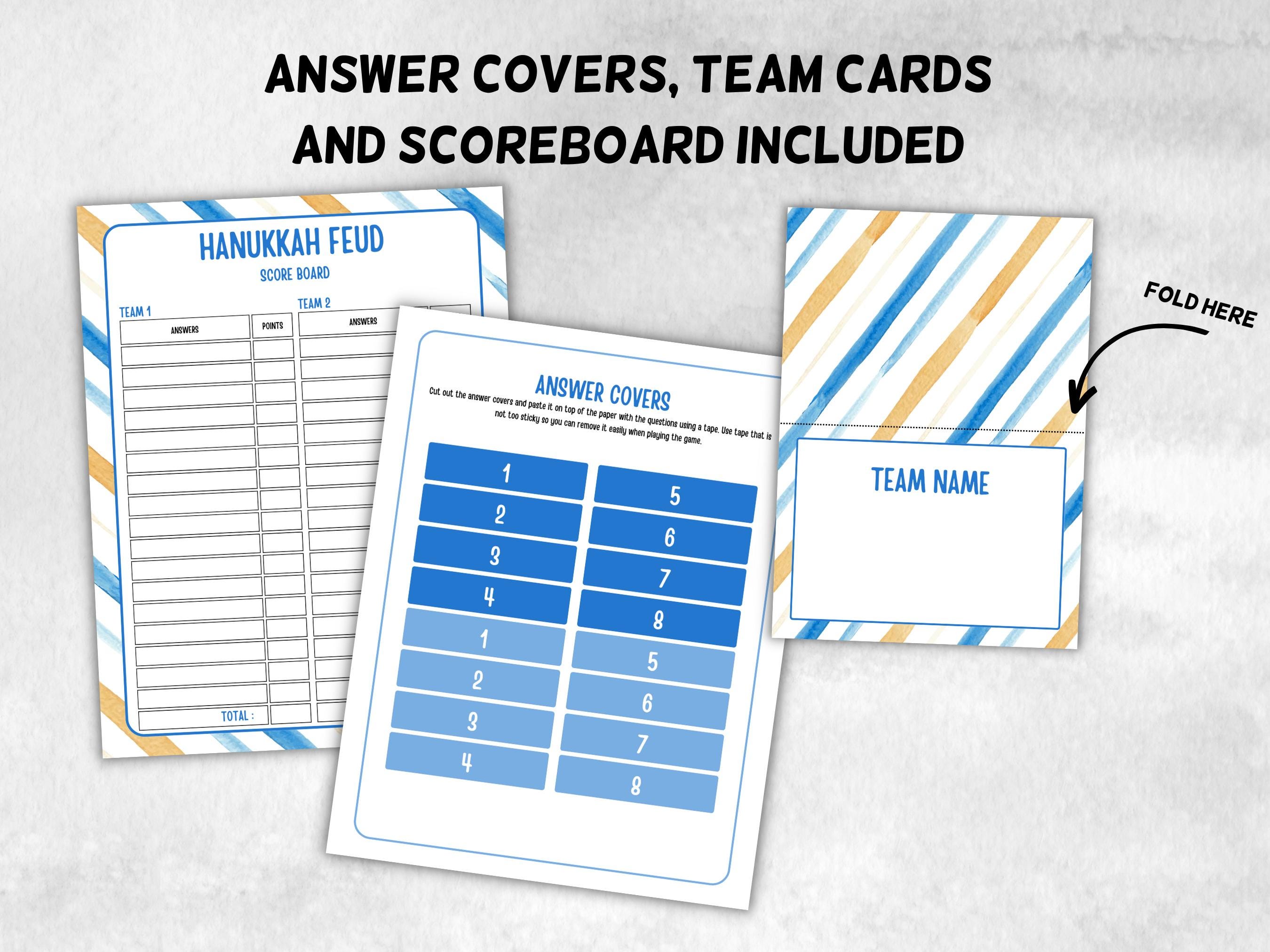 Hanukkah Family Friendly Feud game, Hanukkah Teen Games, Printables Activities, Mensch Hanukkah Quiz, Chanukah Games, Chunukah Trivia Game-Sports Printables -TheHustlingCatLady-Party Games