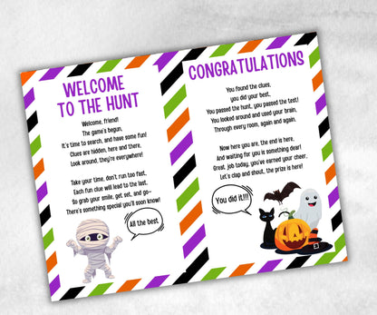 Halloween Indoor Scavenger Hunt, Treasure Hunt Party Game, Halloween Printable Party Activity, Kids Treasure Hunt Clues, Scavenger Hunt Clue-Halloween Printables -TheHustlingCatLady-Party Games