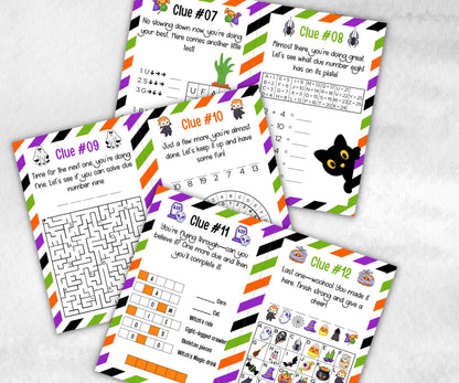 Halloween Indoor Scavenger Hunt, Treasure Hunt Party Game, Halloween Printable Party Activity, Kids Treasure Hunt Clues, Scavenger Hunt Clue-Halloween Printables -TheHustlingCatLady-Party Games