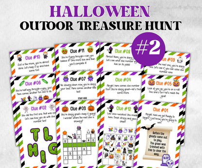 Halloween Outdoor Treasure Hunt, Scavenger Hunt Party Game, Halloween Printable Party Activity, Kids Treasure Hunt Clue, Scavenger Hunt Clue-Halloween Printables -TheHustlingCatLady-Party Games