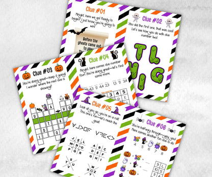 Halloween Outdoor Treasure Hunt, Scavenger Hunt Party Game, Halloween Printable Party Activity, Kids Treasure Hunt Clue, Scavenger Hunt Clue-Halloween Printables -TheHustlingCatLady-Party Games